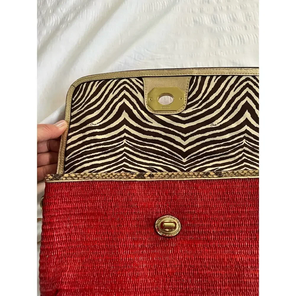 Coach OOAK upstyled Natalie straw wicker clutch